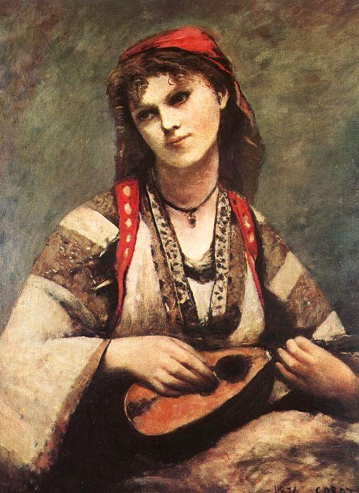  Jean Baptiste Camille  Corot Gypsy with a Mandolin oil painting image